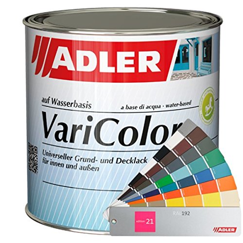 ADLER Varicolor 2in1 Acryl Buntlack für Innen und Außen - 375 ml RAL9016 Verkehrsweiß Weiß - Wetterfester Lack und Grundierung - matt von ADLER