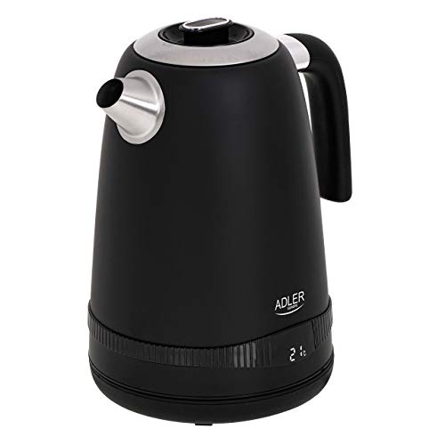 Adler AD 1295b SS Wasserkocher 1,7 l mit LCD Display und Temperaturregelung schwarz satiniert von ADLER