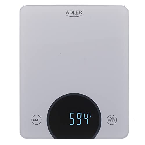 Adler AD 3173s Küchengewicht, bis 10 kg, Küchenwaage mit LED-Anzeige, grau von ADLER