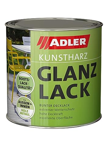 ADLER Kunstharz Glanzlack - RAL9001 Cremeweiß 750 ml - Erstklassiger Lack glänzend, geruchsarm mit guter Wetter- und Vergilbungsbeständigkeit und hoher Deckkraft - Kunstharzlack in Bootslack Qualität von ADLER