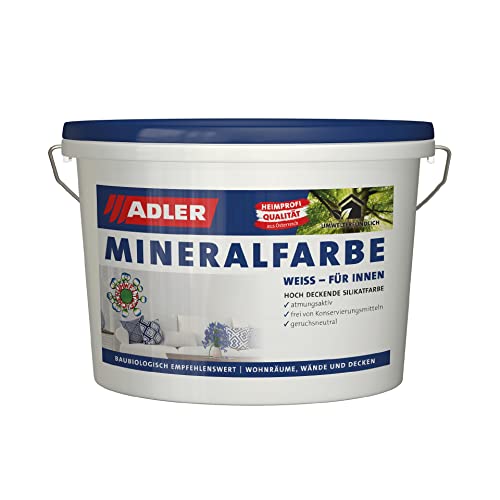 ADLER Mineralfarbe- weiße, geruchsneutrale Silikatfarbe für innen - 14kg - ohne Lösemittel, Weichmacher und Konservierungsmittel von ADLER