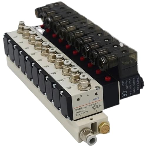 3V210-08 Verteilerstation-Magnetventil, 3 Anschlüsse, 2 Positionen, Mehrwege-Kombination, DC12V 24V AC220V, mit passenden Magnetventilen(DC24V 8mm fittings,4 Stations) von ADLTXZNNR