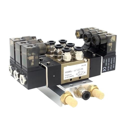 4V120-06 DC24V 12V AC220V AC110V 2 Positions 5 Way Quadruple Solenoid Valve Aluminum Base Fitting Mufflers Set 3 4 5 6 Stations(7 Stations) von ADLTXZNNR
