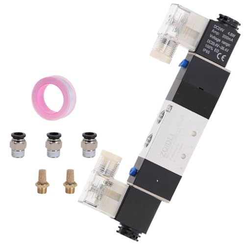 4V230-08C 5 Way 3 Position 1/4" Pneumatic Solenoid Valve DC12V DC24V AC110V AC220V W Fittings Connector 4 6 8 10 12mm(4V230-08C w PC10,DC 12V) von ADLTXZNNR