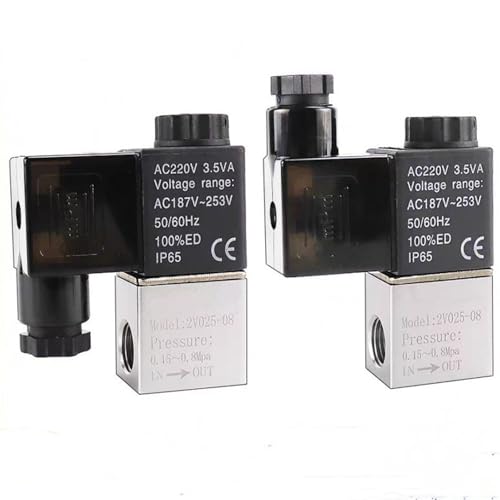 DC12V DC24V AC110V AC220V 2Port 2Pos 1/8 "BSP Normalerweise Geschlossen Neutral Elektrische Pneumatische Magnetventilspule 2V025-06(AC220V 2V025-06) von ADLTXZNNR