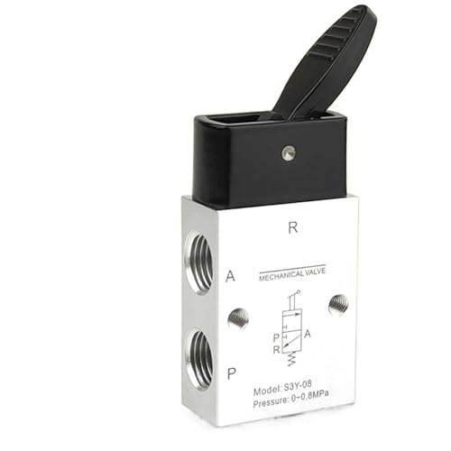 Mechanisches Ventil S3Y-M5 06 08 ein Einlass und ein Auslass Handhebel-Steuerventil Kipphebeltyp pneumatisches Steuerventil Aluminiumlegierung(S3Y 08 2pcs 10mm) von ADLTXZNNR