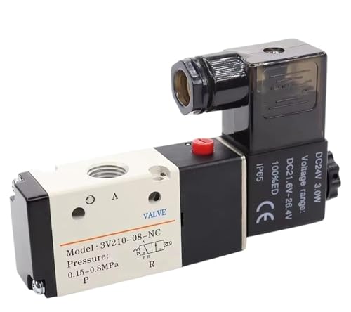 Pneumatisches Magnetventil 3V210-08 DC12V DC24V AC110V AC220V 3-Wege-2-Positionen-Luftwegeventil Gasmagnetventil(3V210-08 w 10mm,DC24V) von ADLTXZNNR
