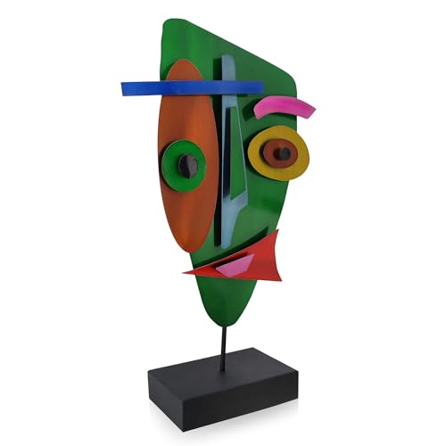 ADM - 'Frauengesicht 2' - Abstrakte Skulptur aus Metall, mit Handwerkstechniken von Hand hergestellt - Mehrfarbig - H59 cm von ADM
