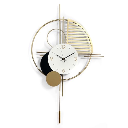 ADM - 'Geometric Combination' - Dekorative Designer-Wanduhr aus Metall mit Batteriebetrieb - Gold - H85 cm von ADM