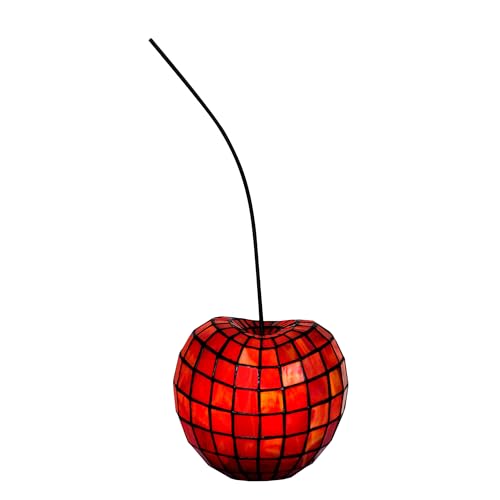 ADM - 'Kirsche' - Nachttischlampe mit geschweißtem Glasschirm, Tiffany-Verarbeitung - Rot - H55 cm von ADM