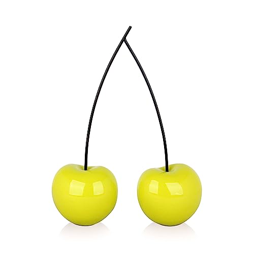ADM - 'Kleine Doppelkirschen' - Skulptur Pop Art aus lackiertem Harz mit Metall-Schaft - Gelb - H43 cm von ADM