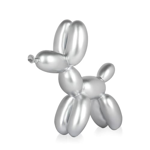 ADM - 'Kleiner Ballonhund' - Skulptur Pop Art aus Harz, Metalleffekt - Silber - H27 cm von ADM