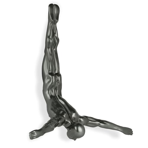 ADM - 'Kunstspringer' - Moderne figurative Skulptur aus Harz, Metalleffekt, zum Aufhängen an der Wand - Anthrazit - H55 cm von ADM