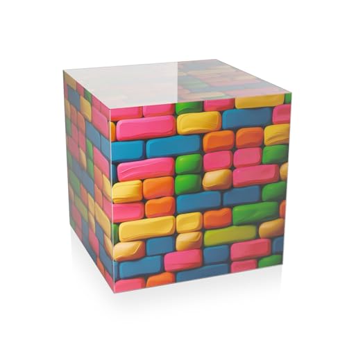 ADM - 'Würfel mit bunten Bausteinen' - Beistelltisch aus glänzendem Methacrylat mit Rückseite - Mehrfarbig - Höhe 50 cm ADM - 'Würfel mit bunten Bausteinen' - Beistelltisch aus glänzendem Methacrylat mit Rückseite - Mehrfarbig - Höhe 50 cm von ADM