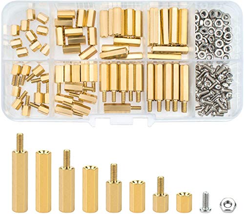 ADNEWX® M3 Messing Abstandshalter Hex Messing Säulen PCB Board Männlich Weiblich Gewinde Abstandsbolzen Sortiment Set für Motherboard-120 Stück von ADNEWX