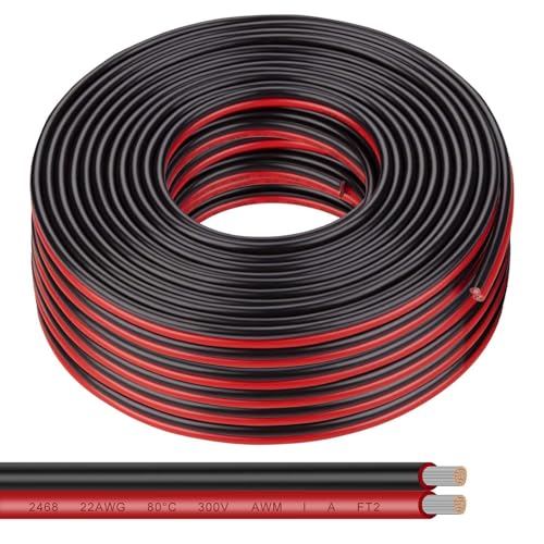ADNEWX® 20m 2 Pin 22AWG Rot und Schwarz Draht PVC LED Verlängerungskabel 12V Kabel sind häufig Bei Leuchten/LED Strip und elektronische Verdrahtung von cersaty