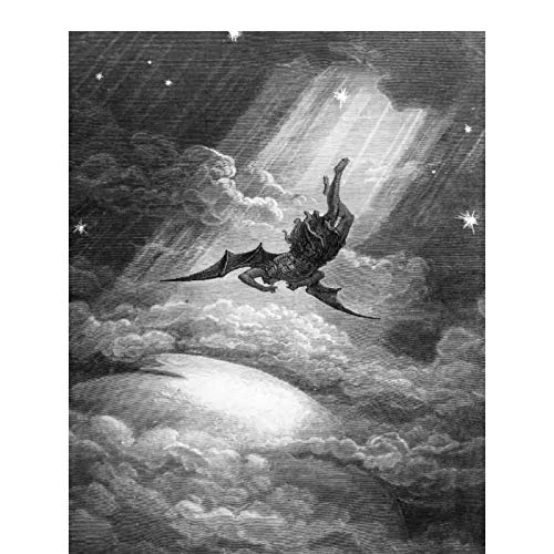 ADNHWAN Milton - Paradise Lost - Satan Falls von Gustave Dore Wandkunst Poster Leinwand Malerei Home Decor Bilder Druck auf Leinwand -50X70cm No Frame von ADNHWAN