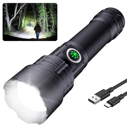 ADNOX Wiederaufladbare Taschenlampe Led 50000 Lumen, Led Taschenlampe Extrem Hell, USB Taktische Taschenlampe,hellste taschenlampe der welt，IP7 Wasserdicht 3 Lichtmodi FüR Outdoor NotfäLle Camping von ADNOX