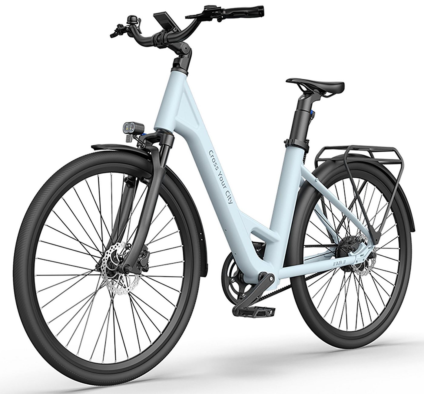 ADO E-Bike Air 28 Elektrofahrrad,Pedelec Riemenantrieb,28 zoll,Momenten-Sensor, 1 Gang, Heckmotor, 345,00 Wh Akku, ebike Damen/Herren,Gepäckträger,Lampe von ADO