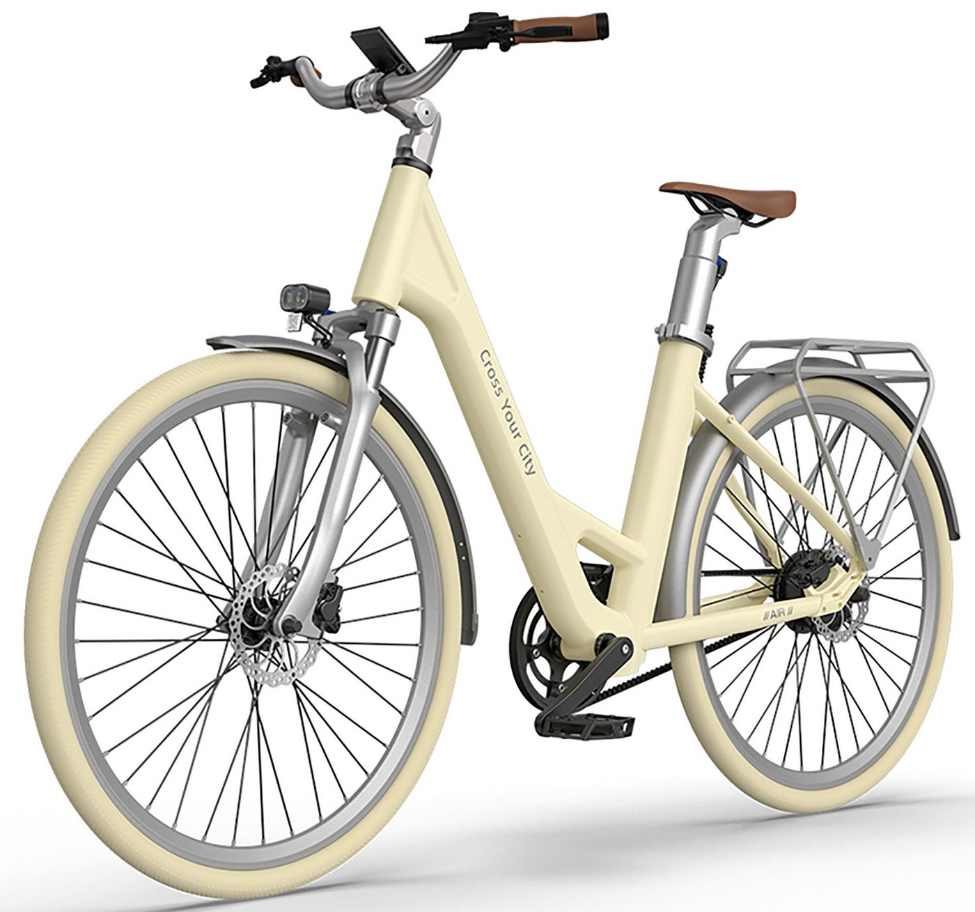 ADO E-Bike Air 28 Elektrofahrrad,Pedelec Riemenantrieb,28 zoll,Momenten-Sensor, 1 Gang, Heckmotor, 345,00 Wh Akku, ebike Damen/Herren,Gepäckträger,Lampe von ADO