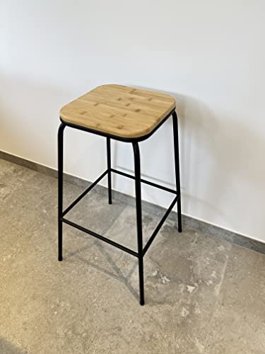 ADOB, Design Barhocker Bambus Barstuhl Industrial Design stabiles schwarzes Metallgestell, 91463 von ADOB