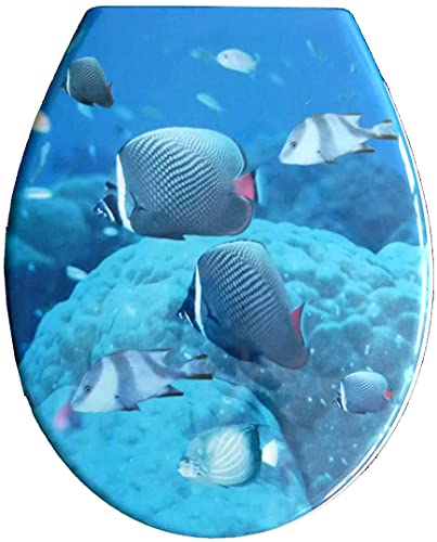 Duroplast WC Sitz Klobrille Modell Fische mit Absenkautomatik, zur Reinigung abnehmbar, 59841 von ADOB