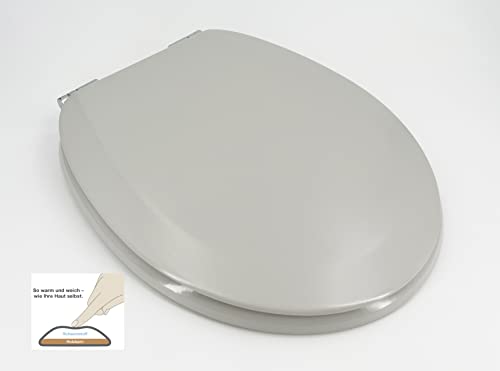 ADOB Premium Soft WC Sitz gepolstert Farbe manhattan grau mit Absenkautomatik, 69650 von ADOB