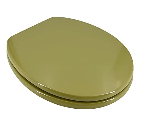 ADOB WC Sitz Klobrille Holzkern Farbe Moosgrün, extrem stabil, messing verchromte Scharniere, WC-Brille WC-Deckel, 85074 von ADOB