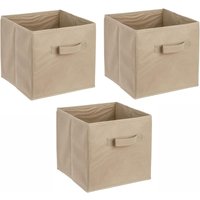 3er Set Faltbox, Aufbewahrungsbox, Aufbewahrungskiste in Würfelform mit Griff beige - Adob von ADOB