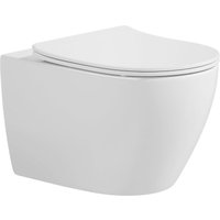 Spülrandlose wc Keramik tornado Hänge wc Toilette wandhängend 5 Liter wassersparend Wirbelspülung mit passendem wc Sitz mit Absenkautomatik, inkl. von ADOB