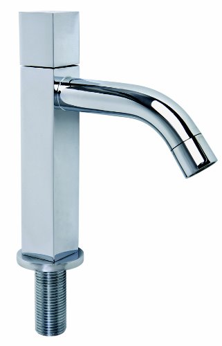 Design Standventil Kaltwasserhahn eckig aus Massiv Messing verchromt von ADOB
