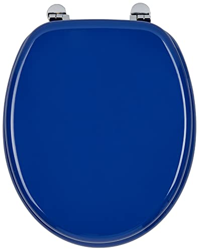 WC Sitz Klobrille mit Holzkern, Farbe Blau, verstellbare Metallscharniere von ADOB