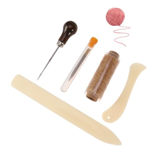 ADOCARN 1 Satz Teiliges Buchbindewerkzeug Set Mit Holzgriff Ahle Gewachstem Leinenfaden Und Großen Nadeln Für Handgemachte Bastelarbeiten Und Nähzubehör Für Diy Projekte 10 Stück von ADOCARN