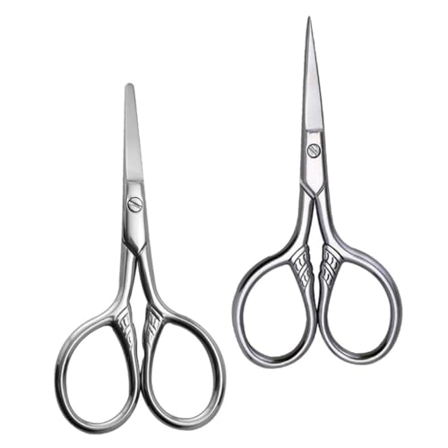 ADOCARN 2 Stück Augenbrauenschneider Kleine Scheren für Präzises Trimmen Abgerundete Spitze für Sichere Anwendung für Männer und Unterwegs von ADOCARN