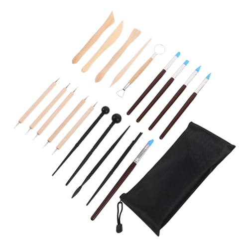 ADOCARN 20 Stück Teiliges Töpferwerkzeug Multifunktionale Keramik Knetwerkzeuge Skulptur und Punktstifte mit Silikonspitzen für DIY Hobbys und Projekte von ADOCARN