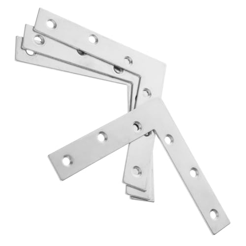ADOCARN 4 Stück Edelstahl Flachwinkel Halterung Dicke Montageplatte Robuste Eckverbinder für Holzverbindungen Vielseitige DIY und Professionelle Nutzung von ADOCARN