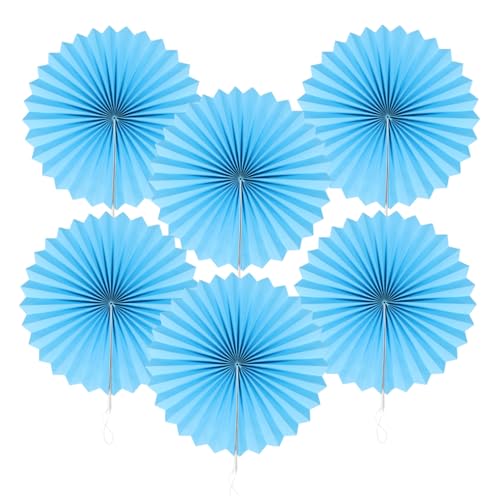 ADOCARN 6 Stück Teiliges Papierfächer Blumen Hintergrunddekoration DIY Hängende Papierfächer für Eröffnungen von Geschäften Partys und Feierlichkeiten Himmelsblau von ADOCARN