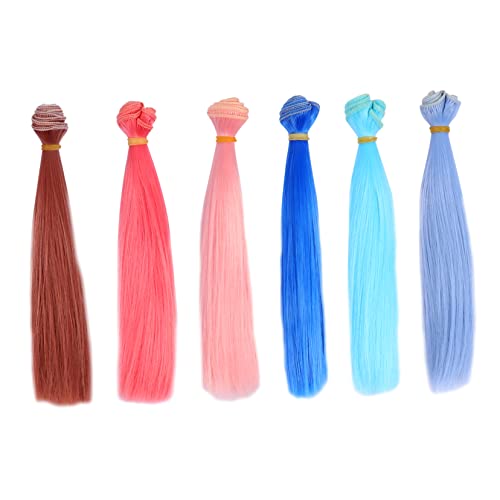 ADOCARN 6stücke Puppenhaarverlängerungen Für Puppenherstellung DIY Perücken Puppenzubehör Aus Hochtemperaturseide Mit Geradem Design Für Puppenhaar Handwerk von ADOCARN