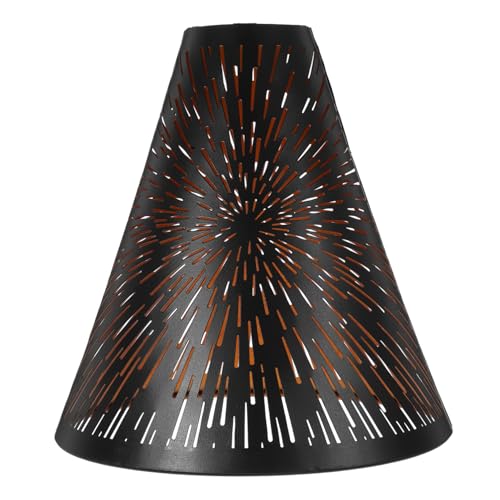 ADOCARN Eisen Lampenschirm Dekorativer Tischlampenschirm mit Schwarzem Außen und Kunstvollem Design Abdeckung für Moderne Stehlampen Durchmesser Vielseitig Einsetzbar für Wohnzimmer und von ADOCARN