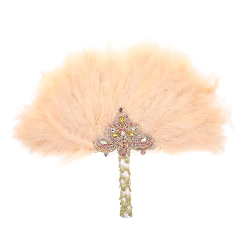 ADOCARN Handgefertigter Brautstrauß Fächer mit Strassbesatz Dekorativer Federfächer für Hochzeit Brautjungfer und Trauzeugin Einzigartiges Accessoire für Festliche Anlässe und von ADOCARN