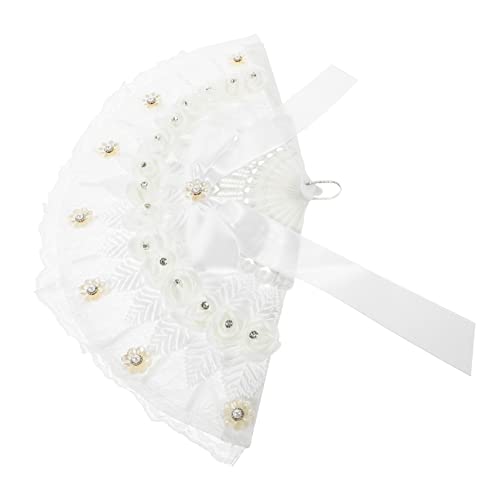 ADOCARN Handgefertigter Spitzenfächer mit Blumenmuster Vintage Dekorationsfächer für Braut Faltbarer Hochzeitsschmuck Eleganter Handfächer für Bühnenauftritte und Partys von ADOCARN