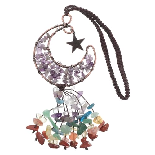 ADOCARN Kreatives Kristall Hänger Ornament Handgefertigtes Monddesign aus Natürlichem Kristall mit Quaste für Rückspiegel Einzigartige Auto und Wohnkultur Dekoration für Stilvolle von ADOCARN