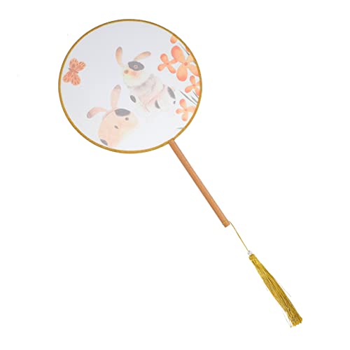 ADOCARN Transparenter Chinesischer Seidenfächer mit Holzgriff und Quaste Runder Vintage Tanzfächer im Klassischen Stil Leichter Handgehaltener Dekofächer für Frauen und Freunde der von ADOCARN