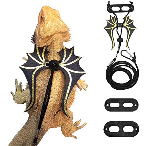 ADOGGYGO Barted Dragon Lizard Leash Harness - 3 Stück Dinosaurier Flügel Eidechse Geschirr Leine für Bartdrachen Eidechse Reptilien von ADOGGYGO