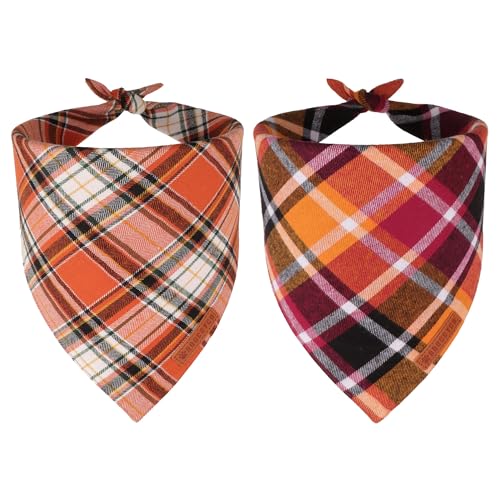 ADOGGYGO Herbst-Hundehalstücher, Premium-Baumwollstoff, orangefarbenes Karomuster, Urlaub, Haustier-Schal, Herbst-Thanksgiving, Halloween, Bandanas für extra große Hunde, Größe XL, 2 Stück ADOGGYGO Herbst-Hundehalstücher, Premium-Baumwollstoff, orangefarbenes Karomuster, Urlaub, Haustier-Schal, Herbst-Thanksgiving, Halloween, Bandanas für extra große Hunde, Größe XL, 2 Stück von ADOGGYGO