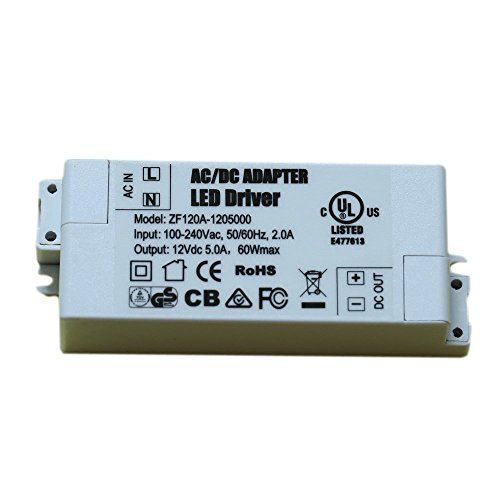 ADOGO LED Trafo 12V DC 60W Transformator Netzteil Überlastungsschutz Treiber für G4 MR11 MR16 Lampe Licht [Energieklasse A+] von ADOGO