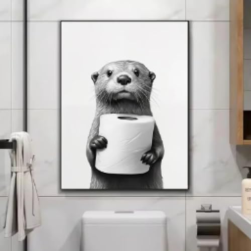 ADOHOME Niedliche Tiere, Toilettenpapier, Wohnzimmer, Wandkunst, Poster, Otter, Leinwandgemälde, lustiges Badezimmer, Badezimmer, Heimdekoration, 40 x 60 cm, rahmenlos ADOHOME Niedliche Tiere, Toilettenpapier, Wohnzimmer, Wandkunst, Poster, Otter, Leinwandgemälde, lustiges Badezimmer, Badezimmer, Heimdekoration, 40 x 60 cm, rahmenlos von ADOHOME