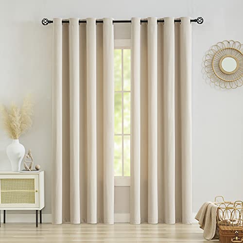 ADOORO 2er Set Vorhang Blickdicht Gardinen Soft Thermo Vorhänge Verdunkelung Vorhang Raumverdunkelung Mit Ösen Thermogardine Ösenvorhang Verdunkelungsgardinen,Beige,280x230 cm(BxH) von ADOORO