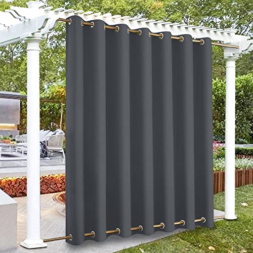 ADOORO Outdoor Vorhang Wetterfest Outdoor Vorhänge Wasserdicht Mit Ösen Oben Und Unten,Verdunkelungsvorhang Blickdich Sichtschutz Sonnenschutz Vorhang Für Balkon Terrasse,130x115 cm(BxH),Grey B von ADOORO
