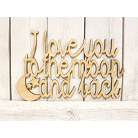 I Love You To The Moon & Back - Lasergeschnittenes Holzschild Wanddeko Geschenk Kranz Spruch Baby Kinderzimmer Hochzeit Bridal Shower von ADORNaMENTSshop